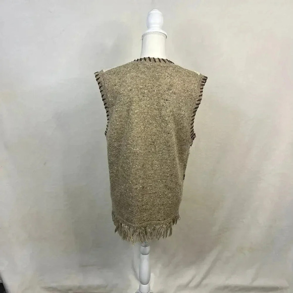 Vintage Westbound Women's Large Beige Fringed Edge Wool Blend Sweater Vest - Picture 4 of 7